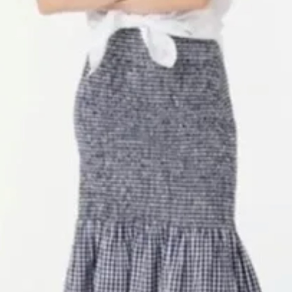 J Crew Smocked Gingham Midi Skirt, Size 16 - Picture 1 of 8